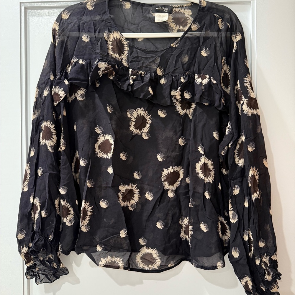 Cream Ruffled Blouse with Relaxed Fit